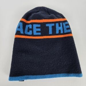 The North Face Blue and Orange Knit Hat One Size Cozy Outdoor Adventure Sporty